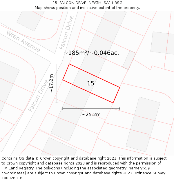 15, FALCON DRIVE, NEATH, SA11 3SG: Plot and title map