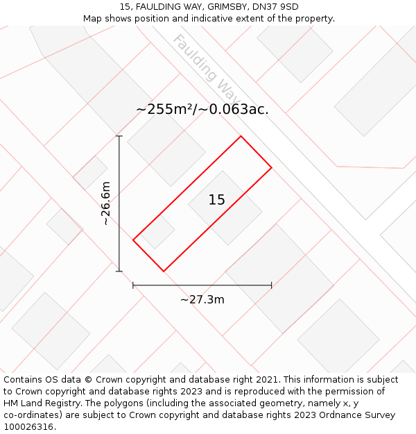 15, FAULDING WAY, GRIMSBY, DN37 9SD: Plot and title map