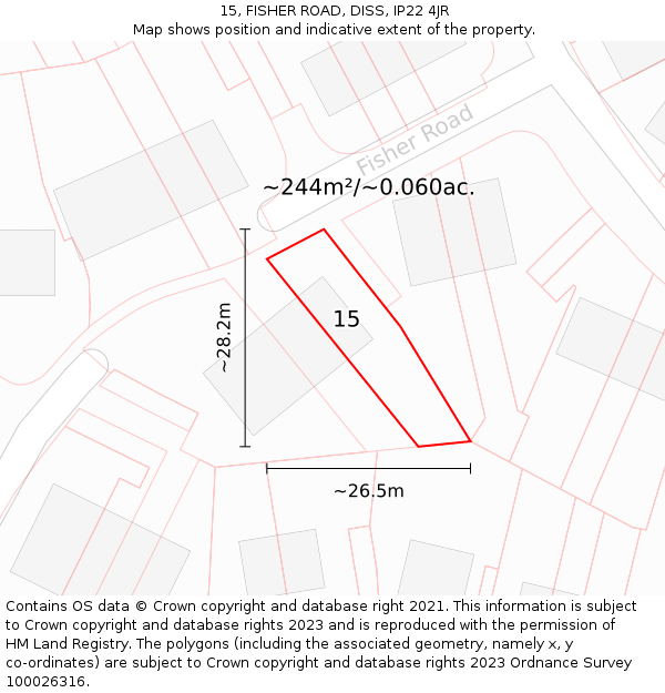 15, FISHER ROAD, DISS, IP22 4JR: Plot and title map