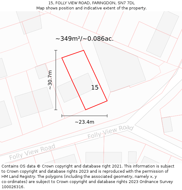 15, FOLLY VIEW ROAD, FARINGDON, SN7 7DL: Plot and title map