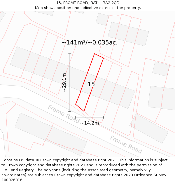 15, FROME ROAD, BATH, BA2 2QD: Plot and title map