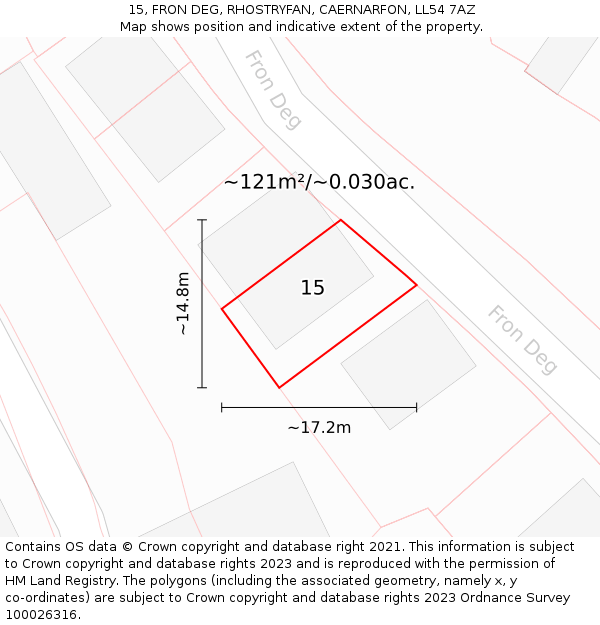 15, FRON DEG, RHOSTRYFAN, CAERNARFON, LL54 7AZ: Plot and title map