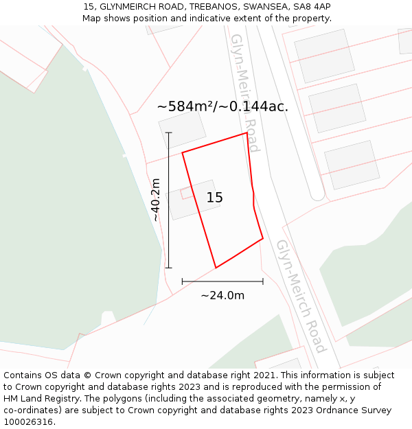 15, GLYNMEIRCH ROAD, TREBANOS, SWANSEA, SA8 4AP: Plot and title map