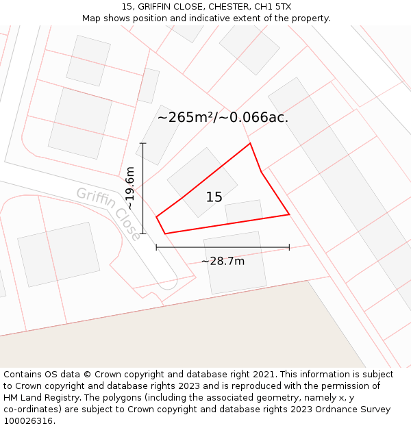 15, GRIFFIN CLOSE, CHESTER, CH1 5TX: Plot and title map