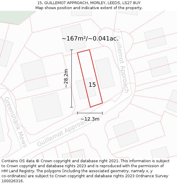 15, GUILLEMOT APPROACH, MORLEY, LEEDS, LS27 8UY: Plot and title map