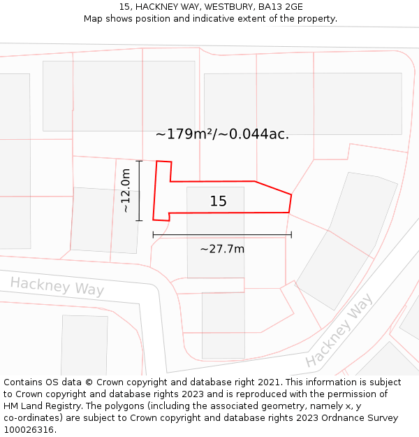 15, HACKNEY WAY, WESTBURY, BA13 2GE: Plot and title map