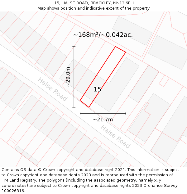 15, HALSE ROAD, BRACKLEY, NN13 6EH: Plot and title map