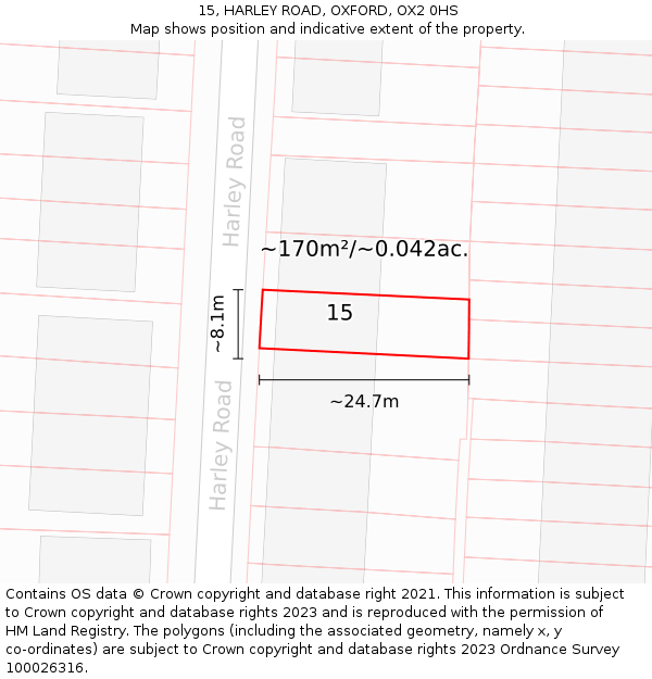 15, HARLEY ROAD, OXFORD, OX2 0HS: Plot and title map