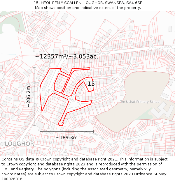 15, HEOL PEN Y SCALLEN, LOUGHOR, SWANSEA, SA4 6SE: Plot and title map