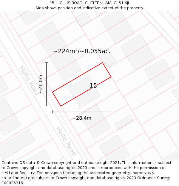 15, HOLLIS ROAD, CHELTENHAM, GL51 6JL: Plot and title map