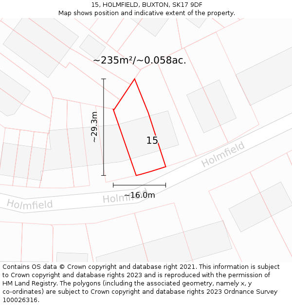 15, HOLMFIELD, BUXTON, SK17 9DF: Plot and title map