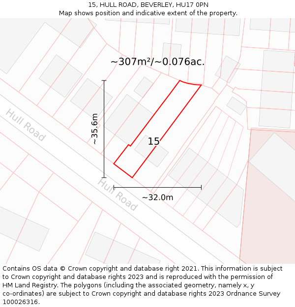 15, HULL ROAD, BEVERLEY, HU17 0PN: Plot and title map