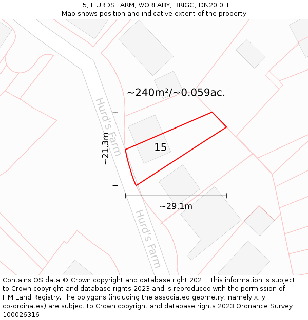 15, HURDS FARM, WORLABY, BRIGG, DN20 0FE: Plot and title map