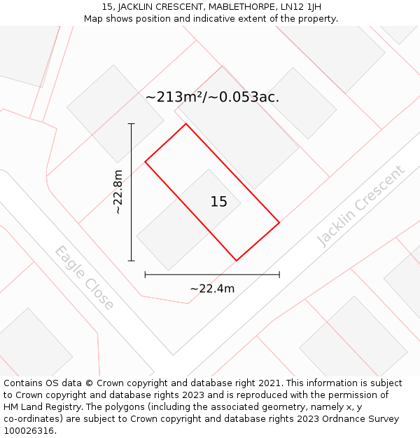 15, JACKLIN CRESCENT, MABLETHORPE, LN12 1JH: Plot and title map