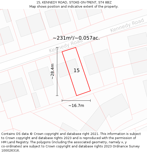 15, KENNEDY ROAD, STOKE-ON-TRENT, ST4 8BZ: Plot and title map