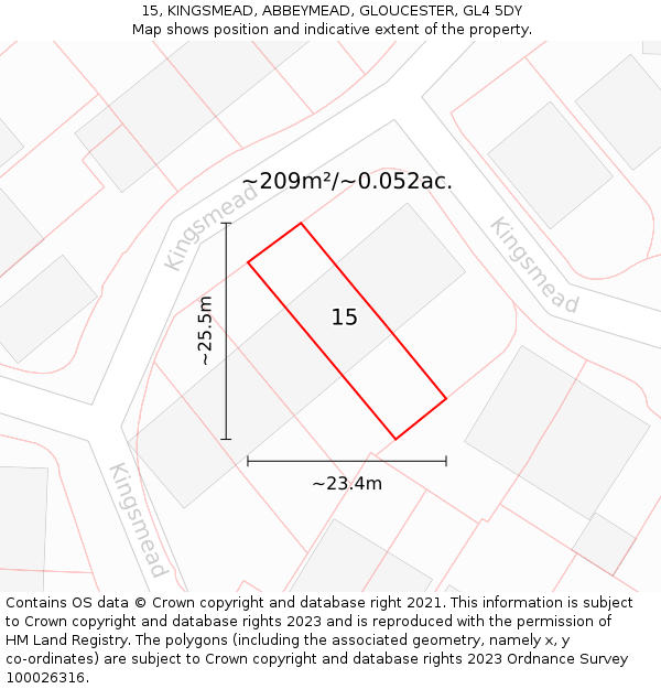 15, KINGSMEAD, ABBEYMEAD, GLOUCESTER, GL4 5DY: Plot and title map