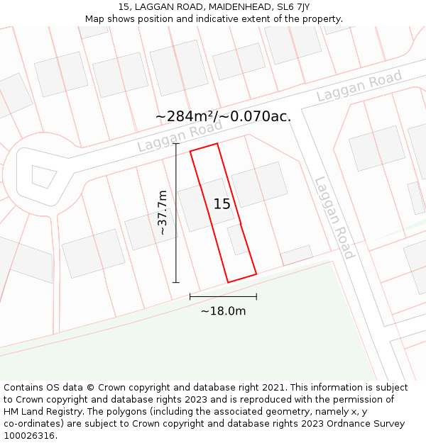 15, LAGGAN ROAD, MAIDENHEAD, SL6 7JY: Plot and title map