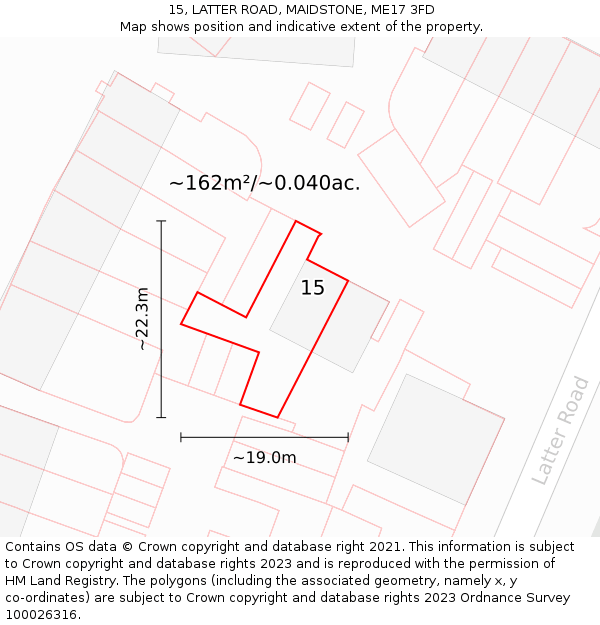 15, LATTER ROAD, MAIDSTONE, ME17 3FD: Plot and title map