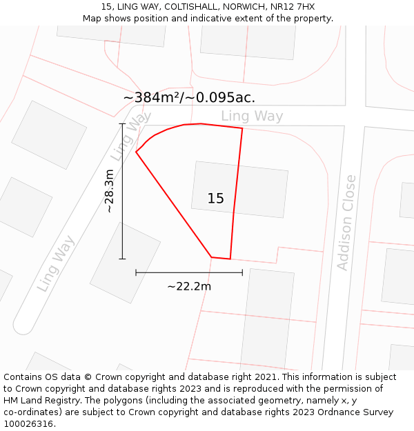 15, LING WAY, COLTISHALL, NORWICH, NR12 7HX: Plot and title map