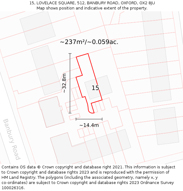 15, LOVELACE SQUARE, 512, BANBURY ROAD, OXFORD, OX2 8JU: Plot and title map