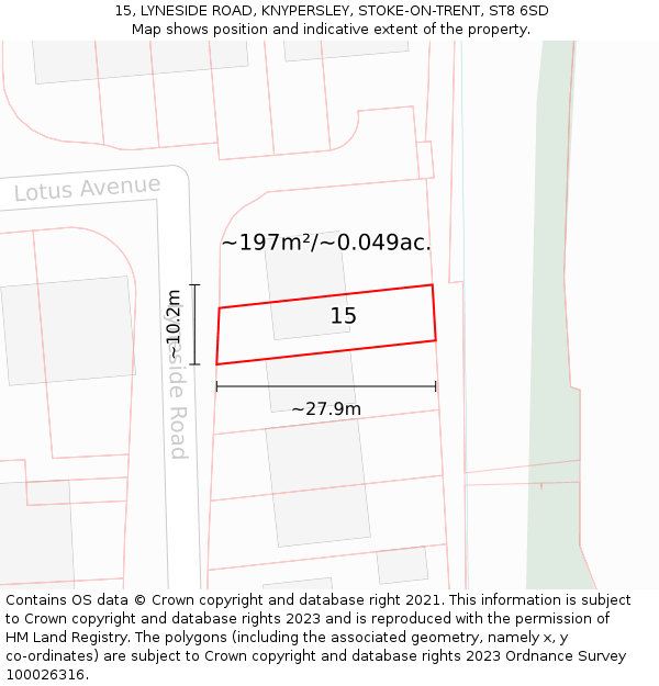 15, LYNESIDE ROAD, KNYPERSLEY, STOKE-ON-TRENT, ST8 6SD: Plot and title map