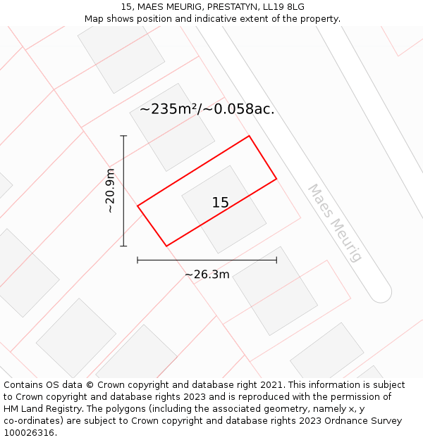 15, MAES MEURIG, PRESTATYN, LL19 8LG: Plot and title map