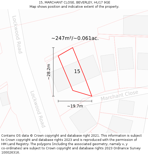 15, MARCHANT CLOSE, BEVERLEY, HU17 9GE: Plot and title map