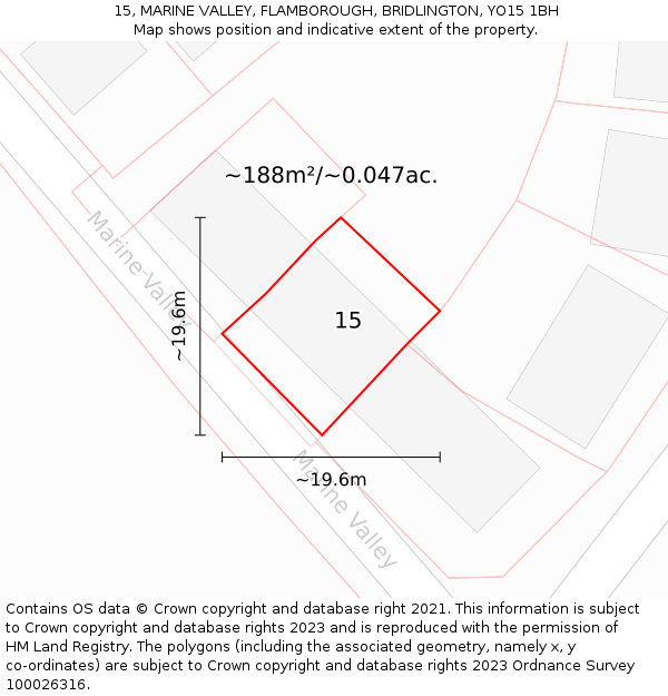 15, MARINE VALLEY, FLAMBOROUGH, BRIDLINGTON, YO15 1BH: Plot and title map