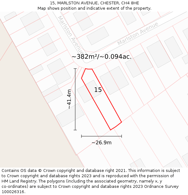 15, MARLSTON AVENUE, CHESTER, CH4 8HE: Plot and title map