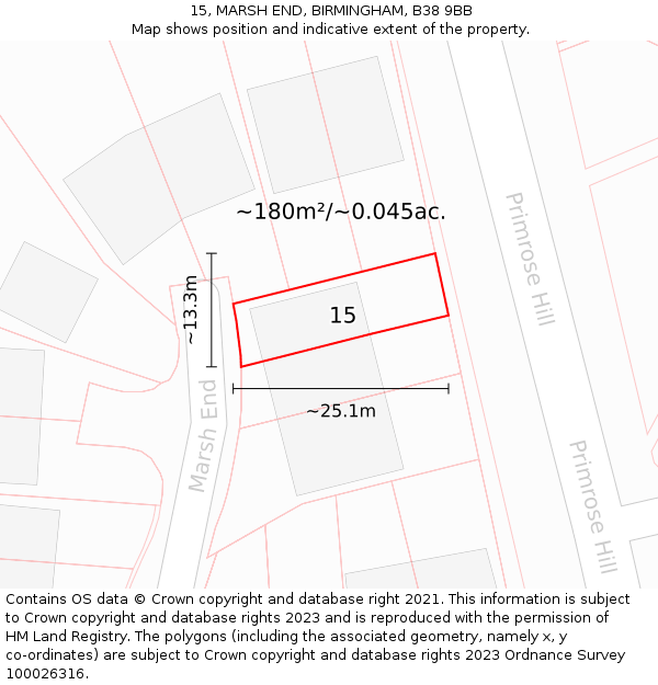 15, MARSH END, BIRMINGHAM, B38 9BB: Plot and title map