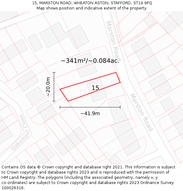 15, MARSTON ROAD, WHEATON ASTON, STAFFORD, ST19 9PQ: Plot and title map