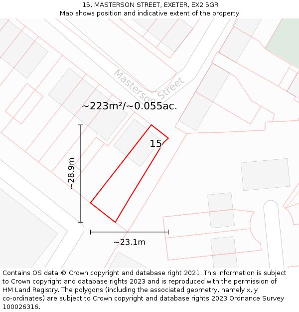 15, MASTERSON STREET, EXETER, EX2 5GR: Plot and title map