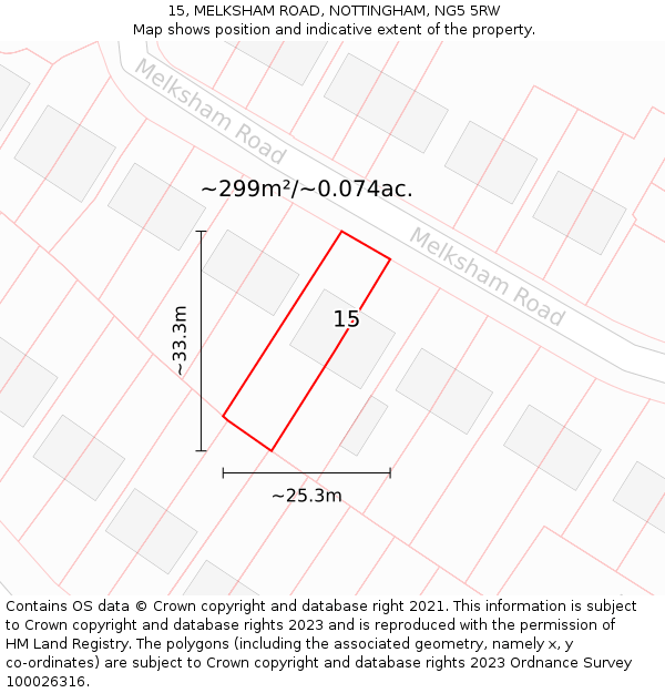 15, MELKSHAM ROAD, NOTTINGHAM, NG5 5RW: Plot and title map