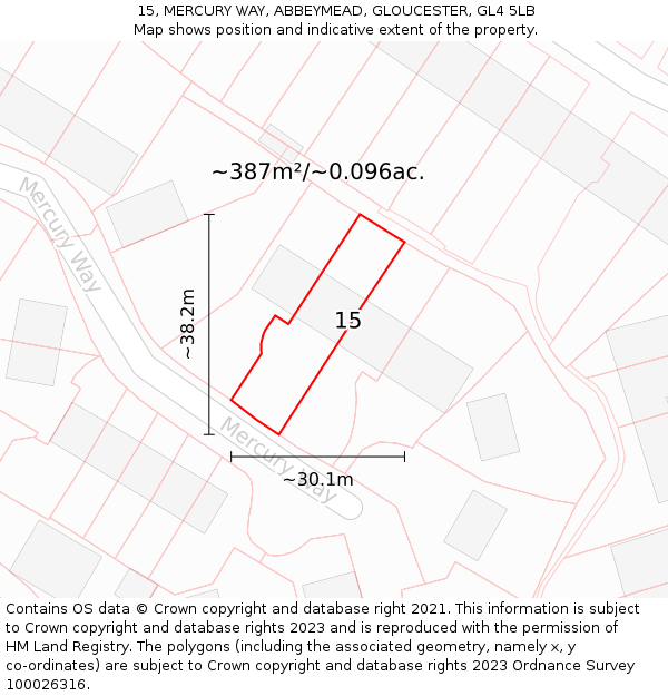 15, MERCURY WAY, ABBEYMEAD, GLOUCESTER, GL4 5LB: Plot and title map