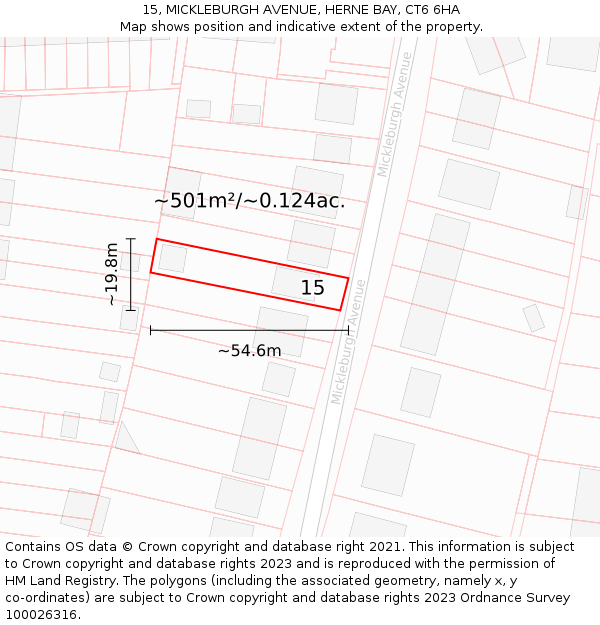 15, MICKLEBURGH AVENUE, HERNE BAY, CT6 6HA: Plot and title map