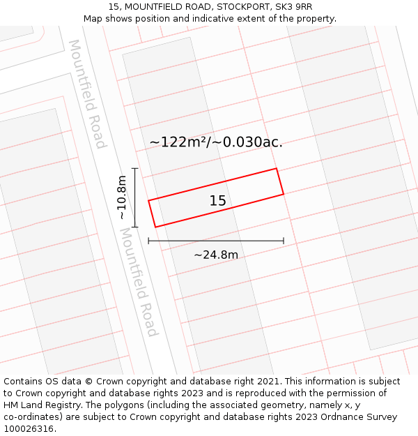 15, MOUNTFIELD ROAD, STOCKPORT, SK3 9RR: Plot and title map