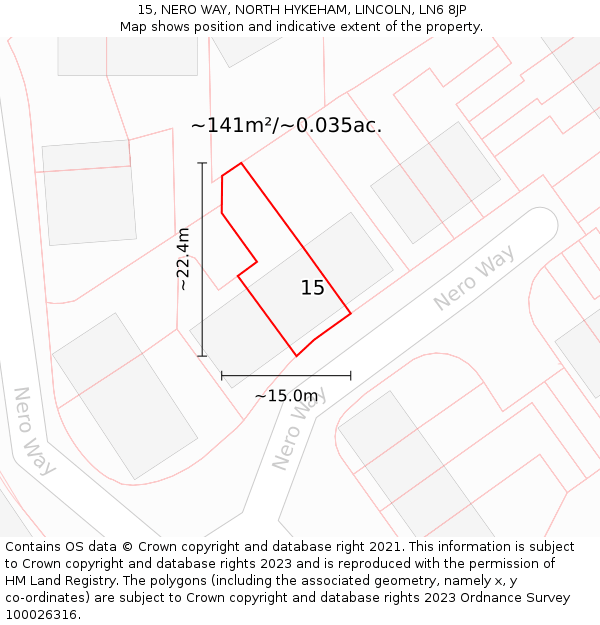 15, NERO WAY, NORTH HYKEHAM, LINCOLN, LN6 8JP: Plot and title map