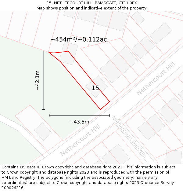 15, NETHERCOURT HILL, RAMSGATE, CT11 0RX: Plot and title map