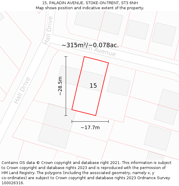15, PALADIN AVENUE, STOKE-ON-TRENT, ST3 6NH: Plot and title map