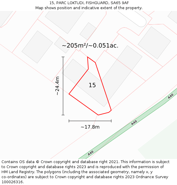 15, PARC LOKTUDI, FISHGUARD, SA65 9AF: Plot and title map