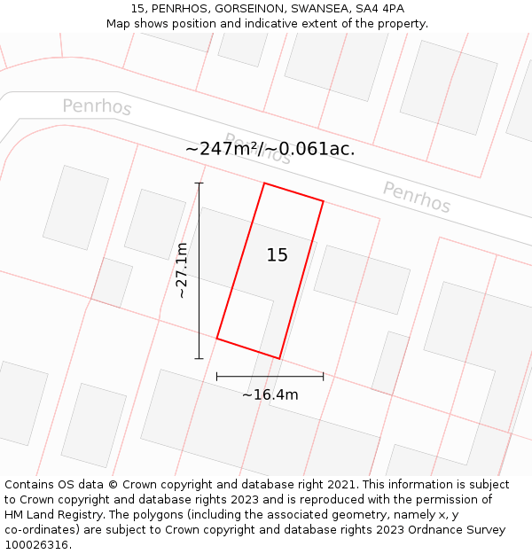 15, PENRHOS, GORSEINON, SWANSEA, SA4 4PA: Plot and title map