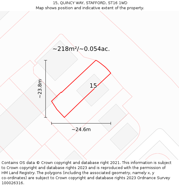 15, QUINCY WAY, STAFFORD, ST16 1WD: Plot and title map