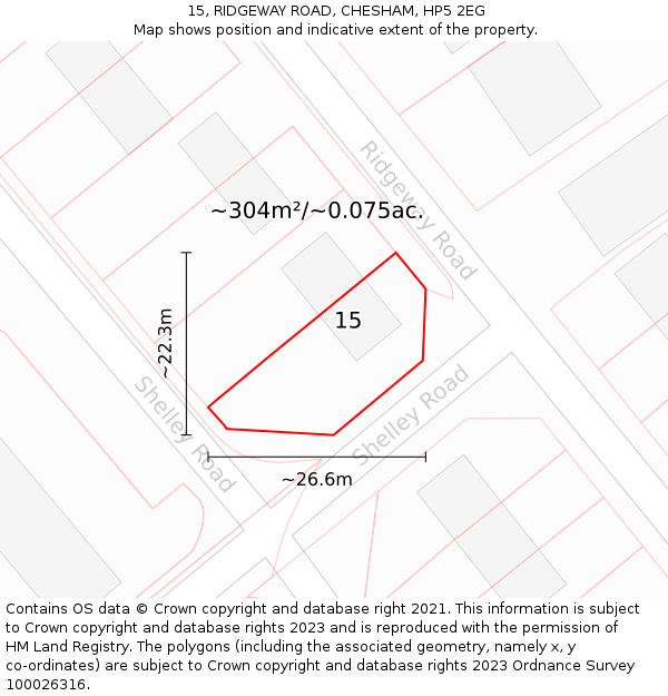 15, RIDGEWAY ROAD, CHESHAM, HP5 2EG: Plot and title map