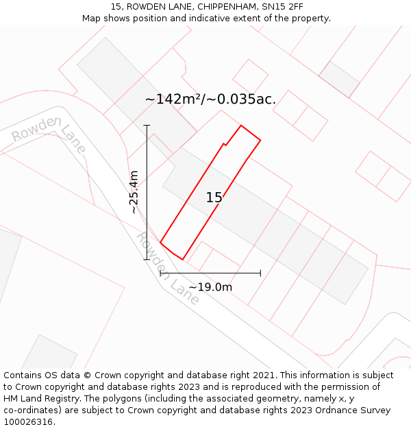 15, ROWDEN LANE, CHIPPENHAM, SN15 2FF: Plot and title map