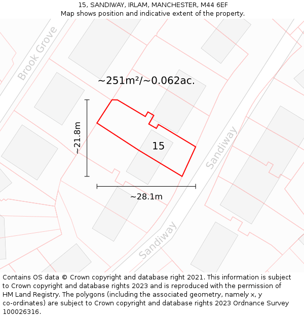 15, SANDIWAY, IRLAM, MANCHESTER, M44 6EF: Plot and title map