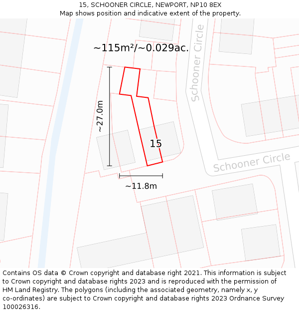 15, SCHOONER CIRCLE, NEWPORT, NP10 8EX: Plot and title map