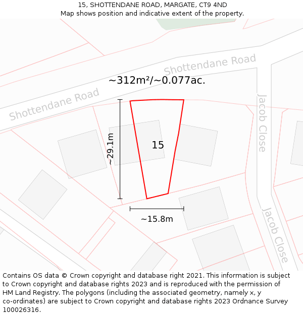 15, SHOTTENDANE ROAD, MARGATE, CT9 4ND: Plot and title map