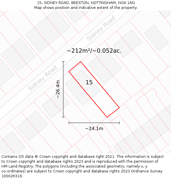 15, SIDNEY ROAD, BEESTON, NOTTINGHAM, NG9 1AN: Plot and title map