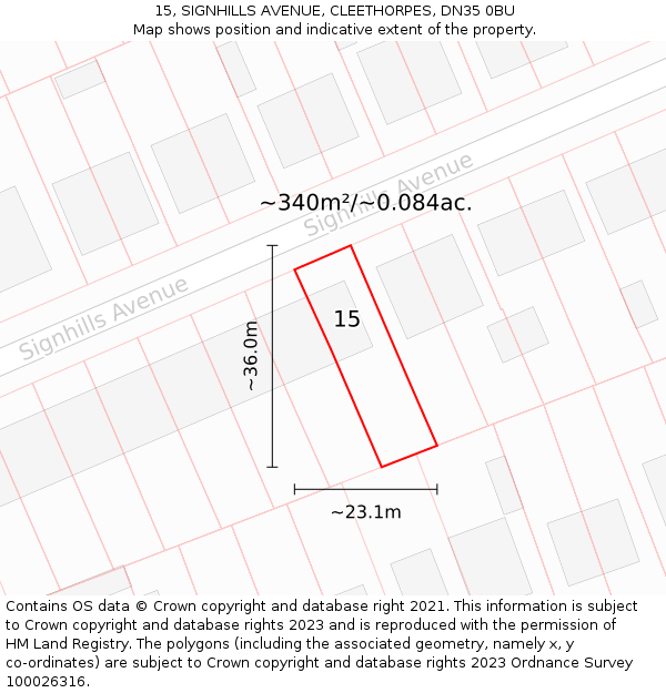 15, SIGNHILLS AVENUE, CLEETHORPES, DN35 0BU: Plot and title map