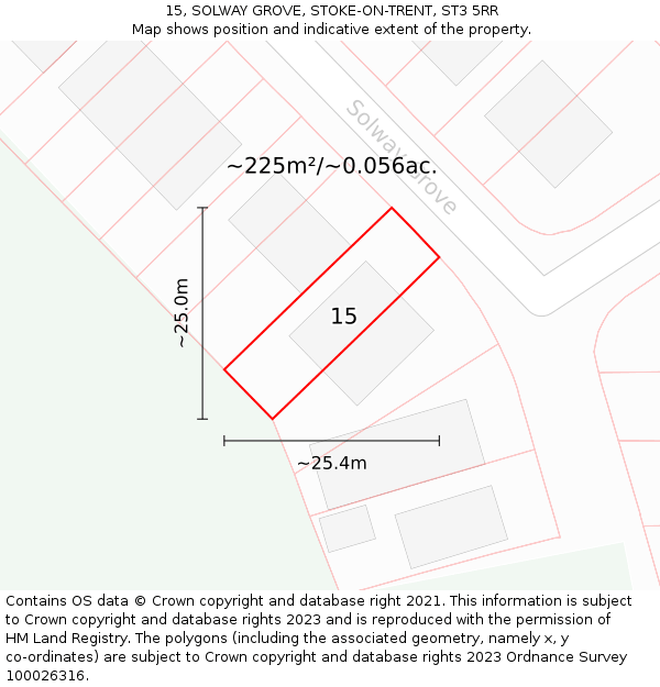 15, SOLWAY GROVE, STOKE-ON-TRENT, ST3 5RR: Plot and title map